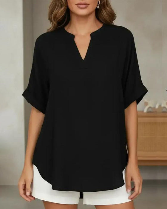 Bluse Lockere Einfarbige Damenfreizeitliche
