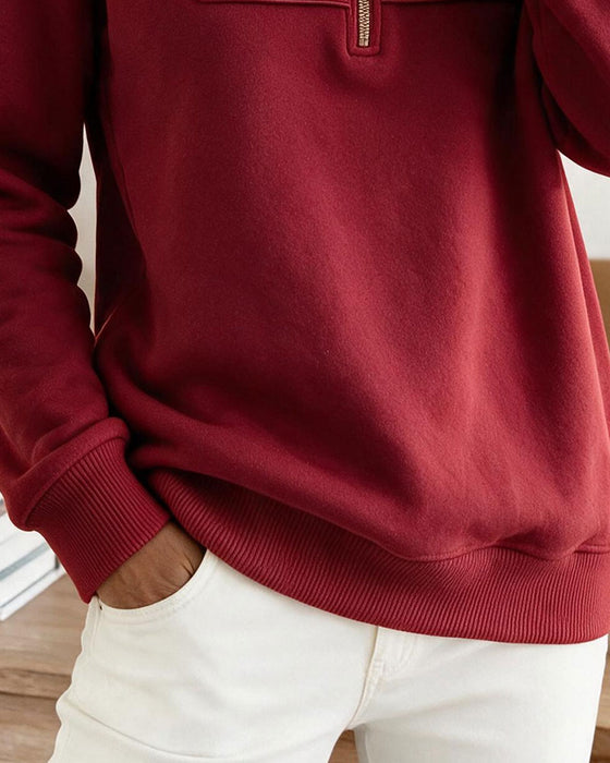 Einfarbiges Vintage-Sweatshirt Mit Stehkragen