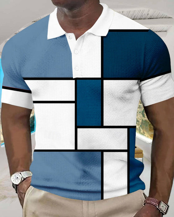 Ein Polo-Shirt Mit Farbblock und Waffelmuster
