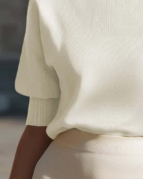 Pullover Halbrollkragen Puffärmel