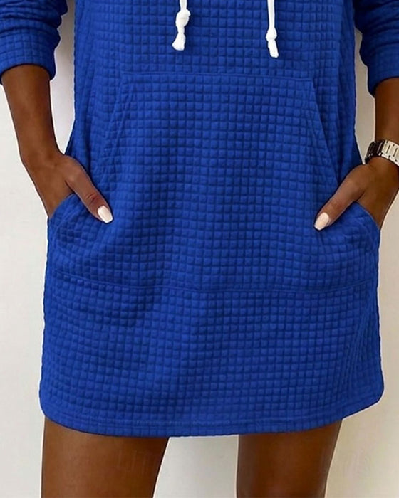 Kleid Waffel Kapuze Sweatshirt