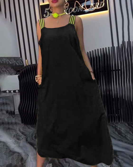 Kleid Gespaltene Träger Locker