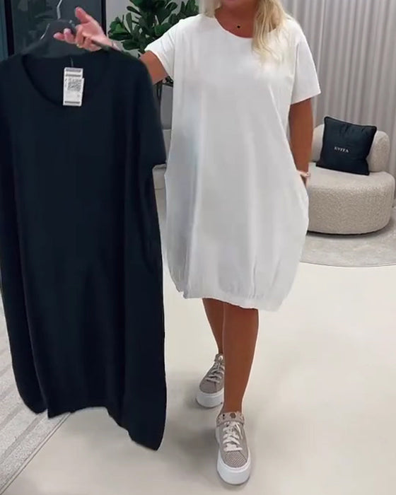 Kleid Kurzarm Rundhals Loose-Fit