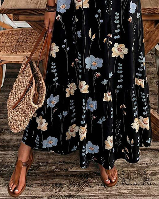 Kleid Blumig Revers Maxi