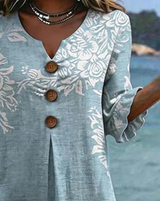Kleid Rüsche Drei-Knopf Druck A-Linie