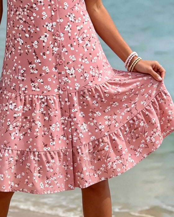 Kleid Blumen V-Ausschnitt Gestuft