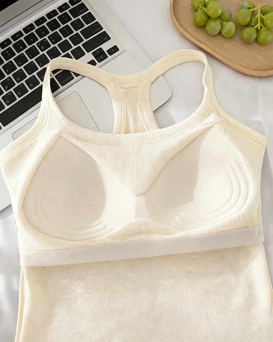Tanktop Eingebauter Bh Gerippt Einfarbig