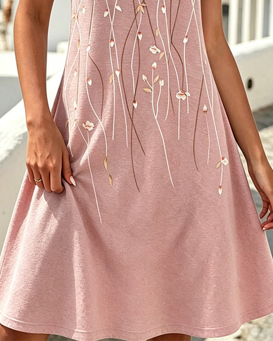 Kleid Kleiner V-Ausschnitt Ärmellos A-Linie