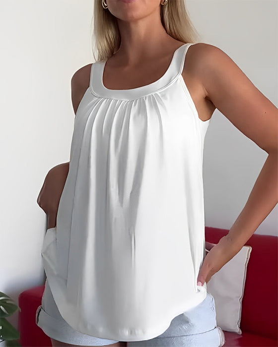 Top Uni Plissiert
