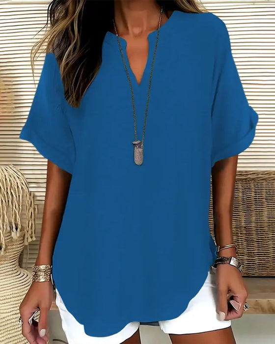 Bluse Lockere Einfarbige Damenfreizeitliche