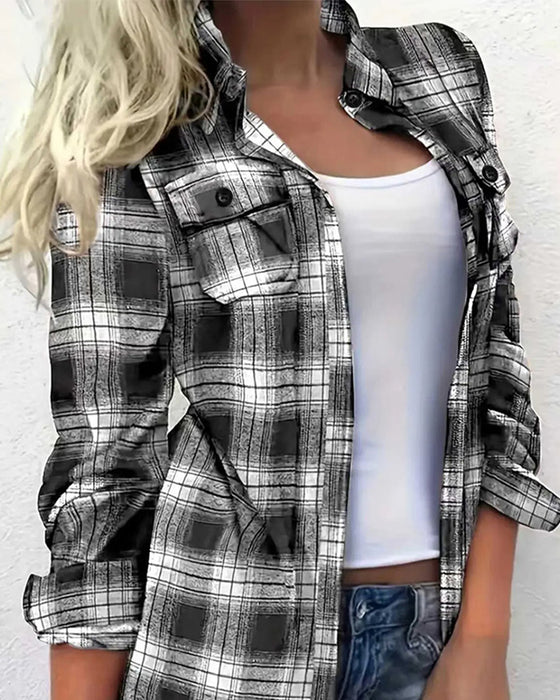 Bluse Casual Kariert Hemd