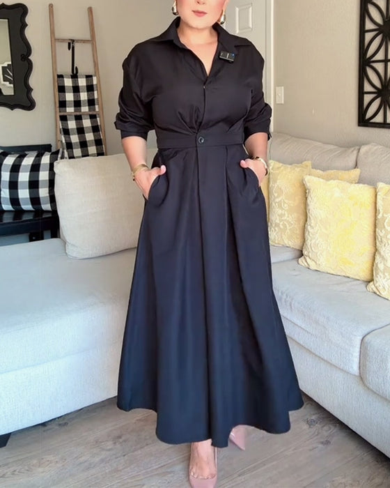 Hemdkleid mit Revers und Taille
