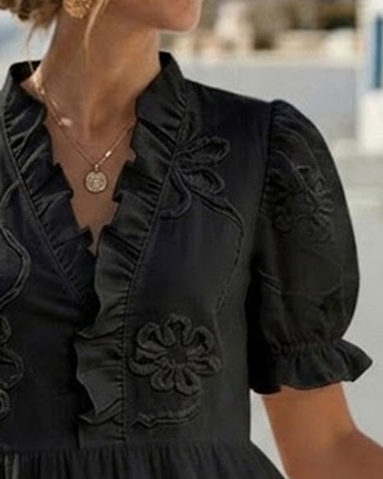 Kleid Puff Kurzarm Blumig