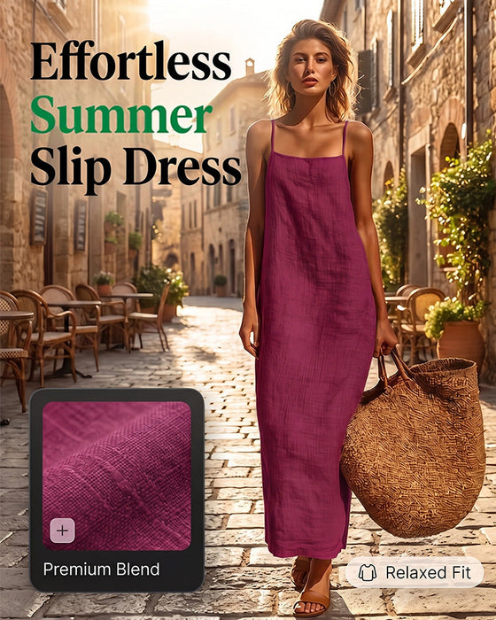 Kleid Einfarbig Spaghettiträger Maxi