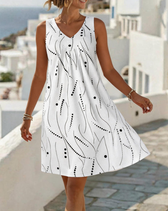 Kleid Ärmellos V Ausschnitt A-Linie Patchwork