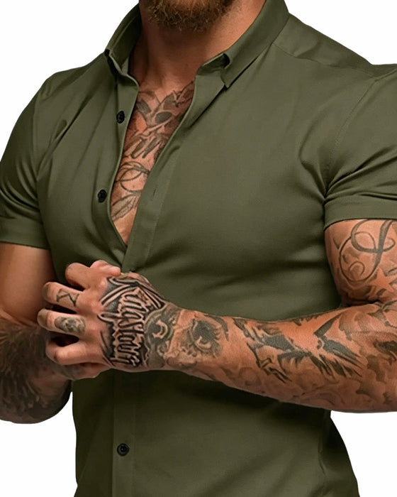 Hemd Hoch Stretch Revers Kurzarm Herren