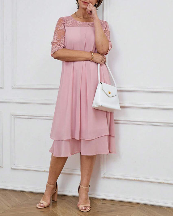 Kleid Modische und elegante Spitze mittellange Ärmel