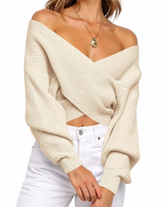 Pullover Kreuz Off-Shoulder Kurz