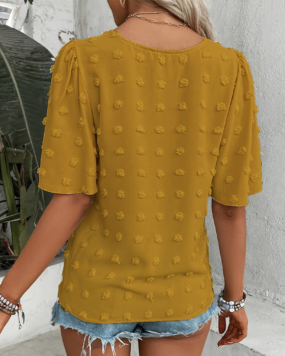 Bluse Zusammengefügt Jacquard Rüschenärmel