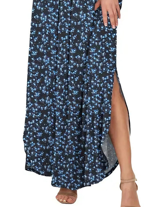 Kleid Elegant Tintenwäsche Blumen Maxi