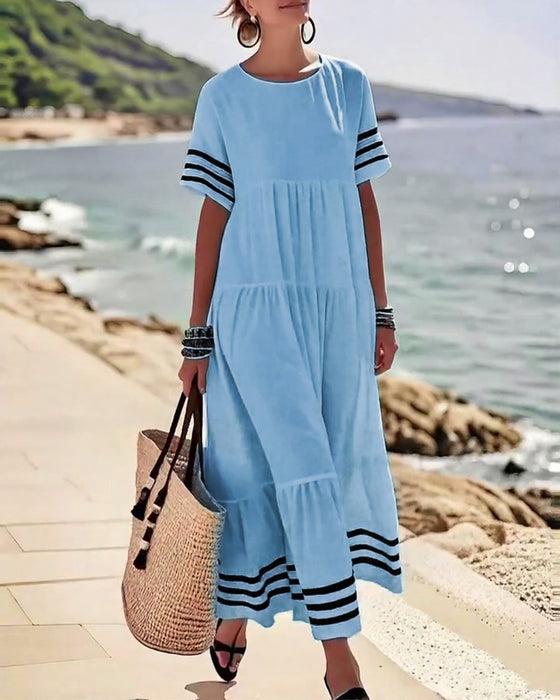 Kleid Modisch Urlaub Kurzärmelig