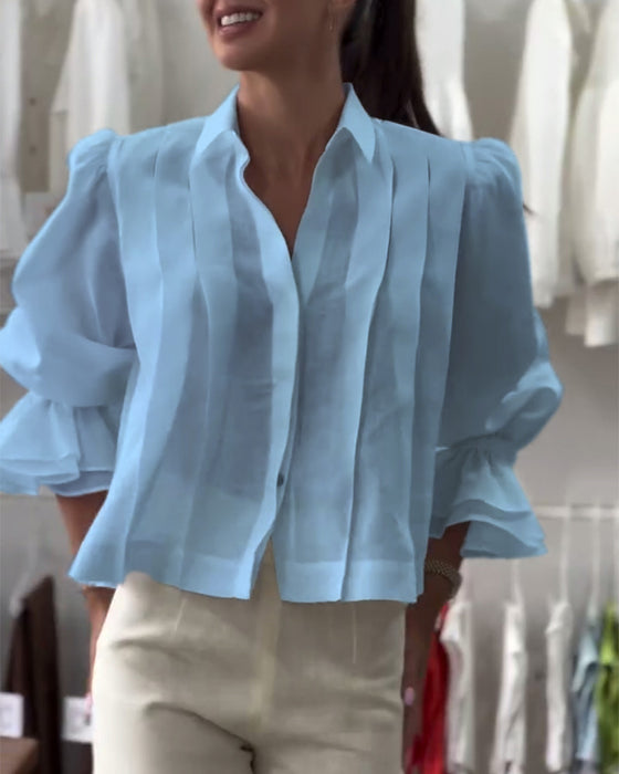 Bluse Puffärmel Rüsche