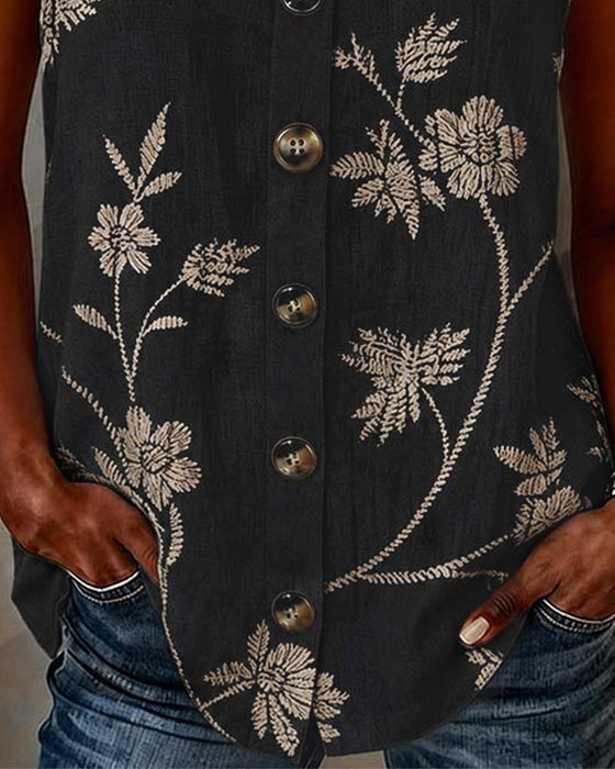 Tank Top Blumen Camisole Metall Ring