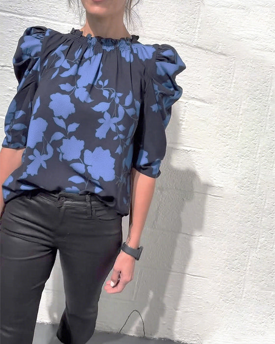 Bluse Puffärmel Rüsche