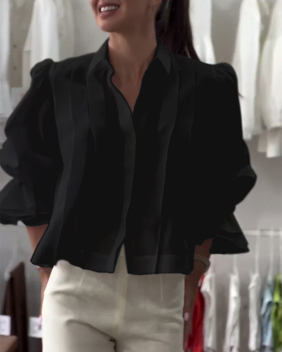 Bluse Puffärmel Rüsche