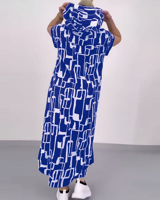 Kleid Halb-Reißverschluss Locker Kontrast