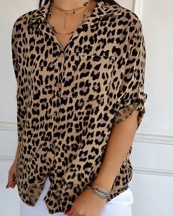 Leopardenmuster Modeblusen