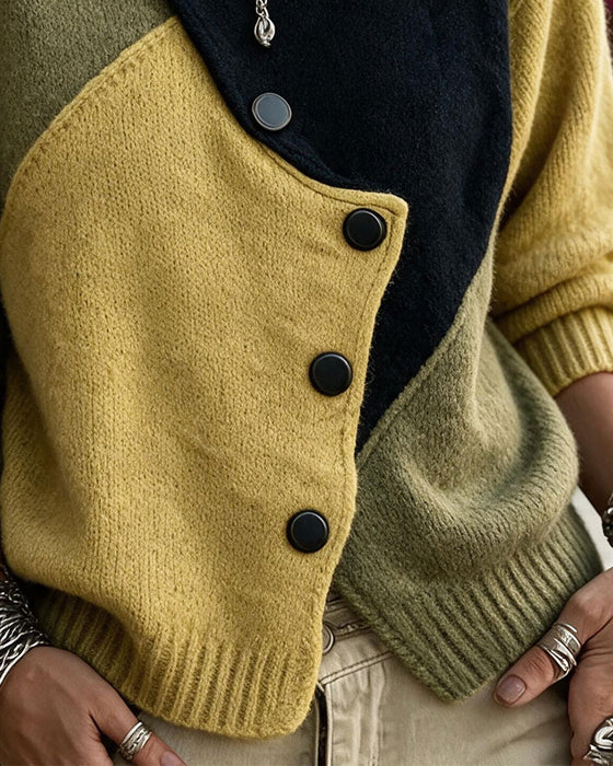 Cardigan Unregelmäßig Colorblock