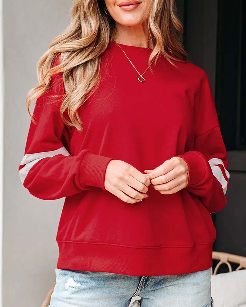 Color-Block Langarm Rundhals-Sweatshirt