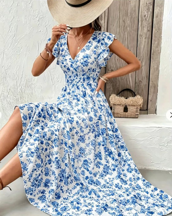 Kleid Blumen Taille Bindung