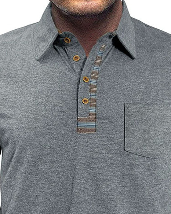 Bluse Herren Knopf Revers Polo