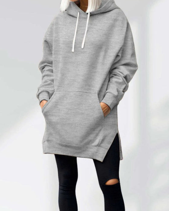 Hoodie Einfarbig Loose Fit Kordelzug