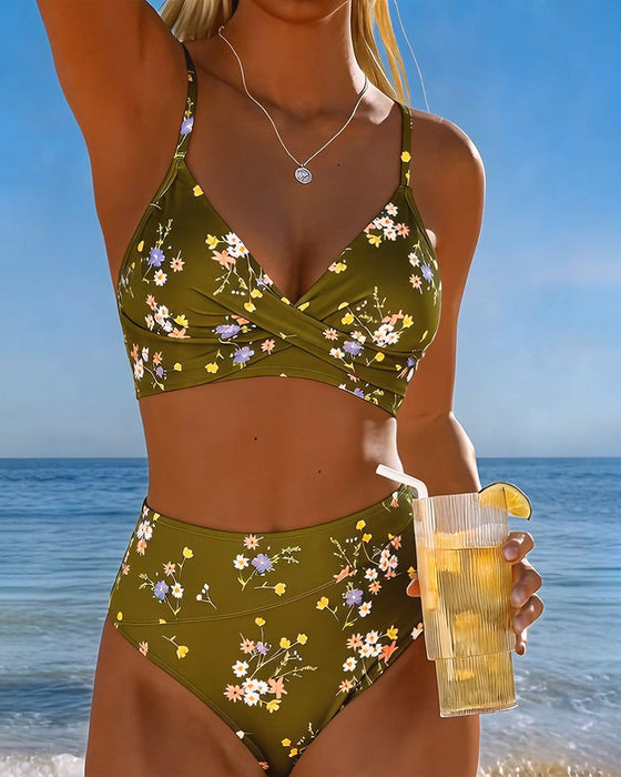 Bikini Sexy Sich Kreuzend Blumenprint