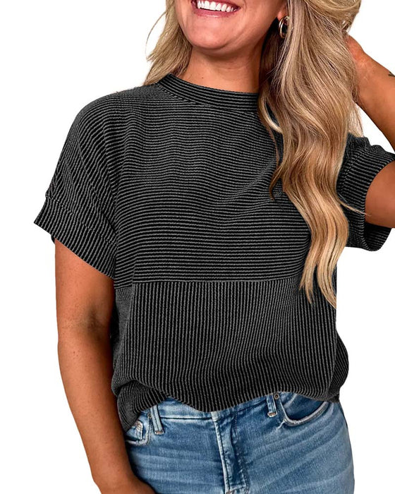 T-Shirt Gestreift Kurzarm Rundhals