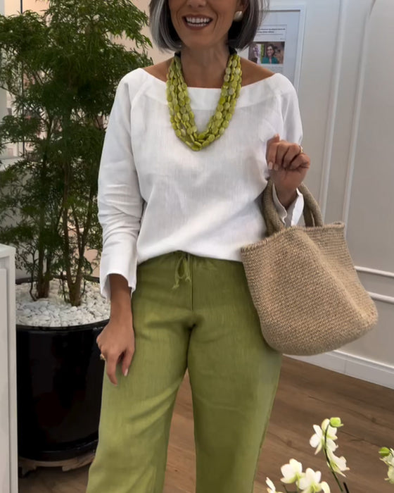 Weitbeinige Hosen Mit Einfärbigem Muster, Casual Stil Und Ziehriemen