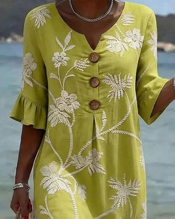 Kleid Petite V-Ausschnitt Rüsche 3/4-Arm