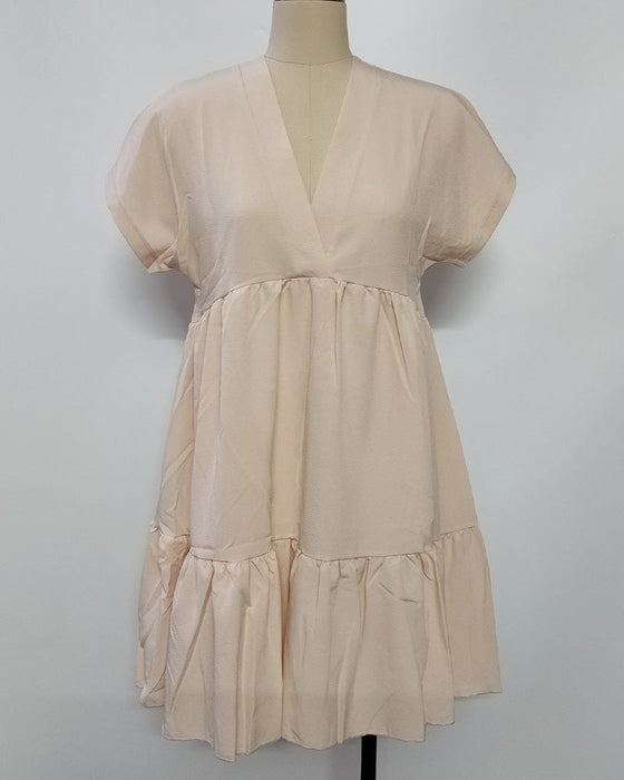 Kleid Solid V-Ausschnitt Rüschen-Besatz