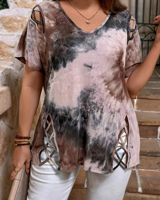 T-Shirt Herzmuster Hohl Kurzärmelig