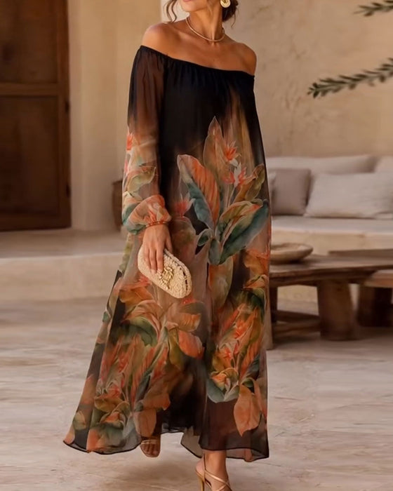 Kleid Mit Schulterfrei Blumiger Farbverlauf