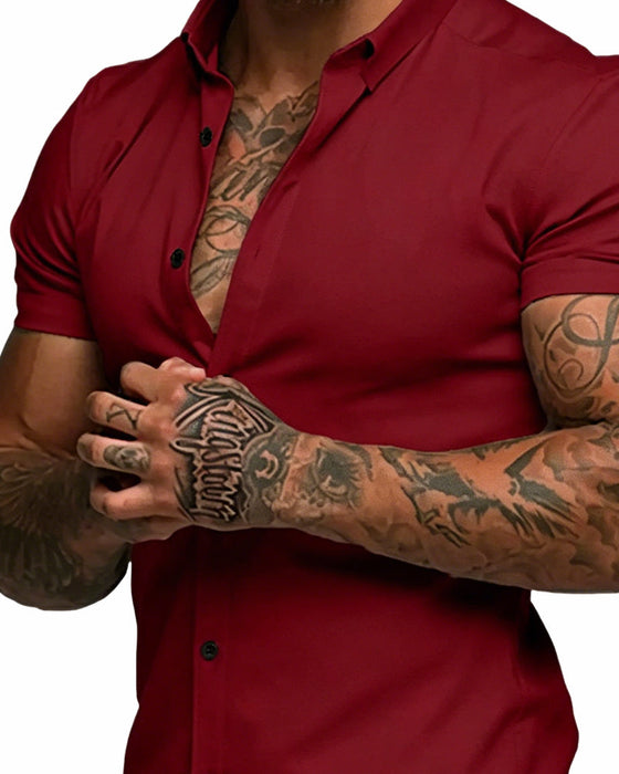 Hemd Hoch Stretch Revers Kurzarm Herren
