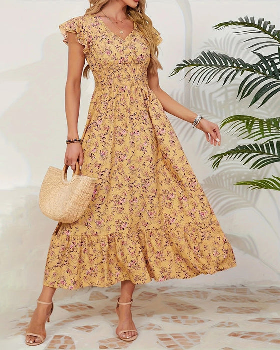 Kleid Blumen Taille Bindung
