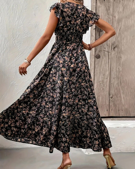 Kleid Blumen Taille Bindung