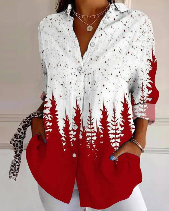 Hemd lässig Revers Button-Down bedruckt