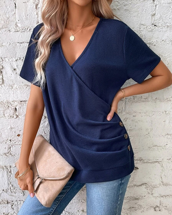 T-Shirt mit V-Ausschnitt gestrickt