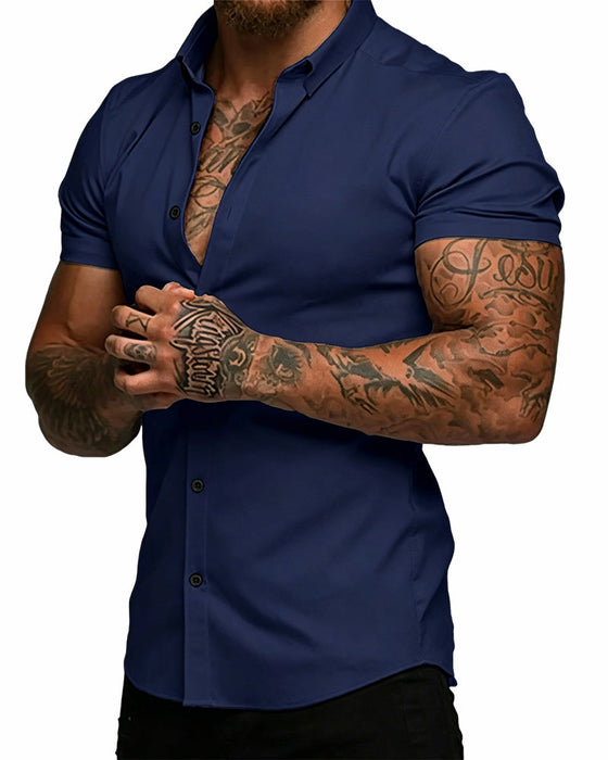 Hemd Hoch Stretch Revers Kurzarm Herren