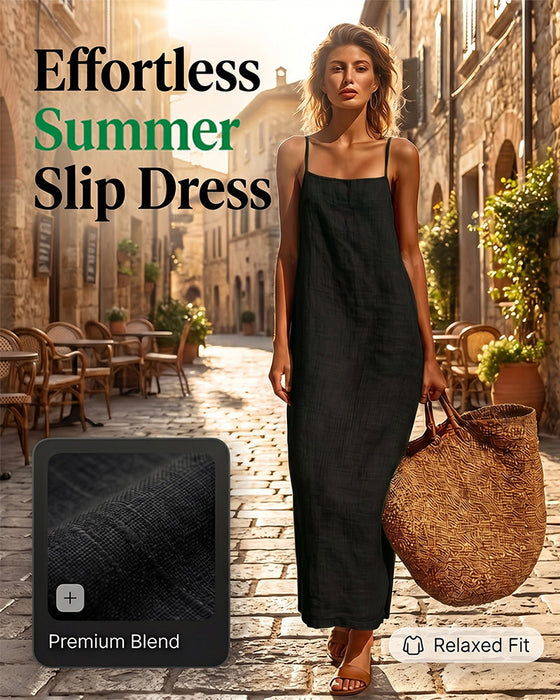 Kleid Einfarbig Spaghettiträger Maxi